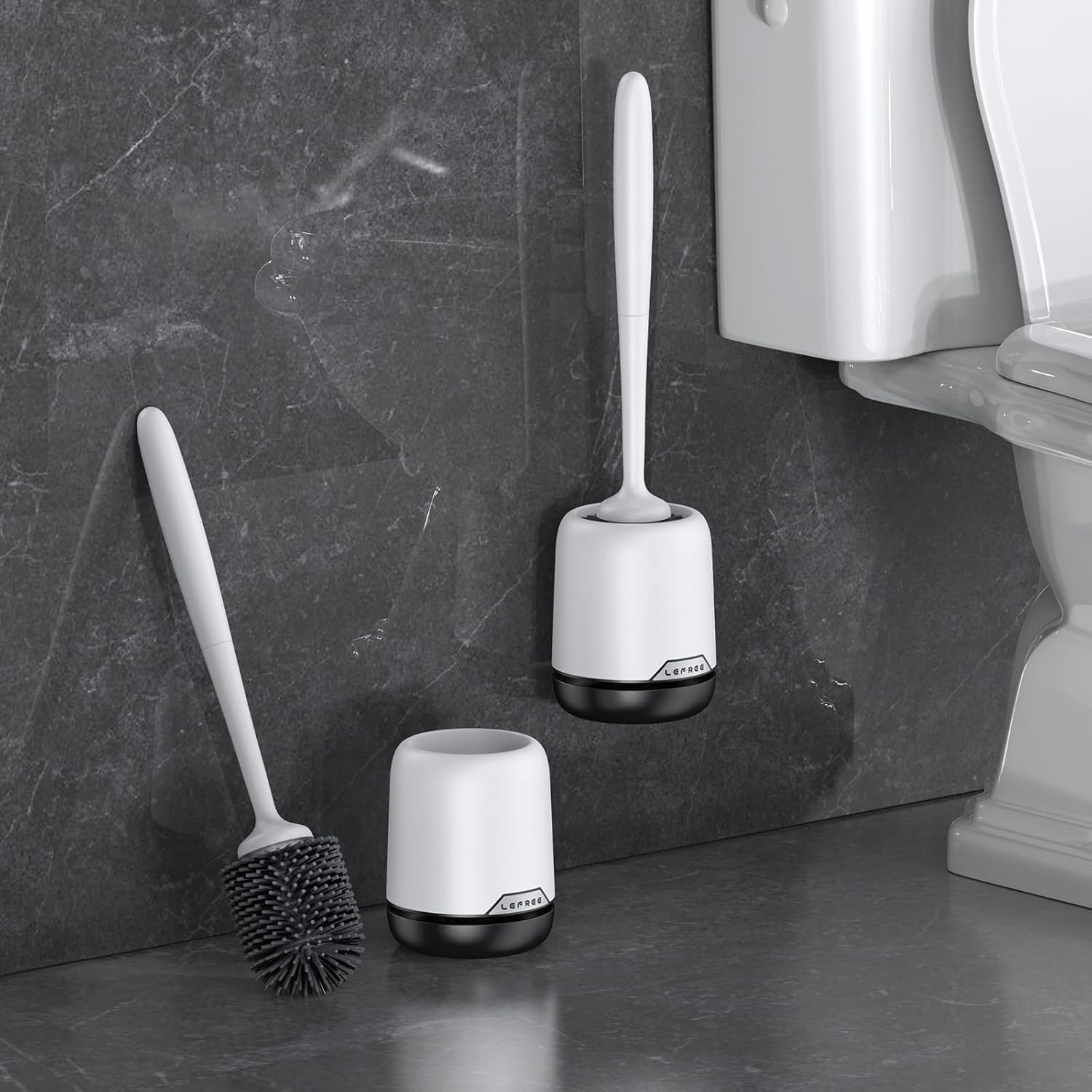 Lefree Toilet Brush Set 3 Pack with Ventilated Holder