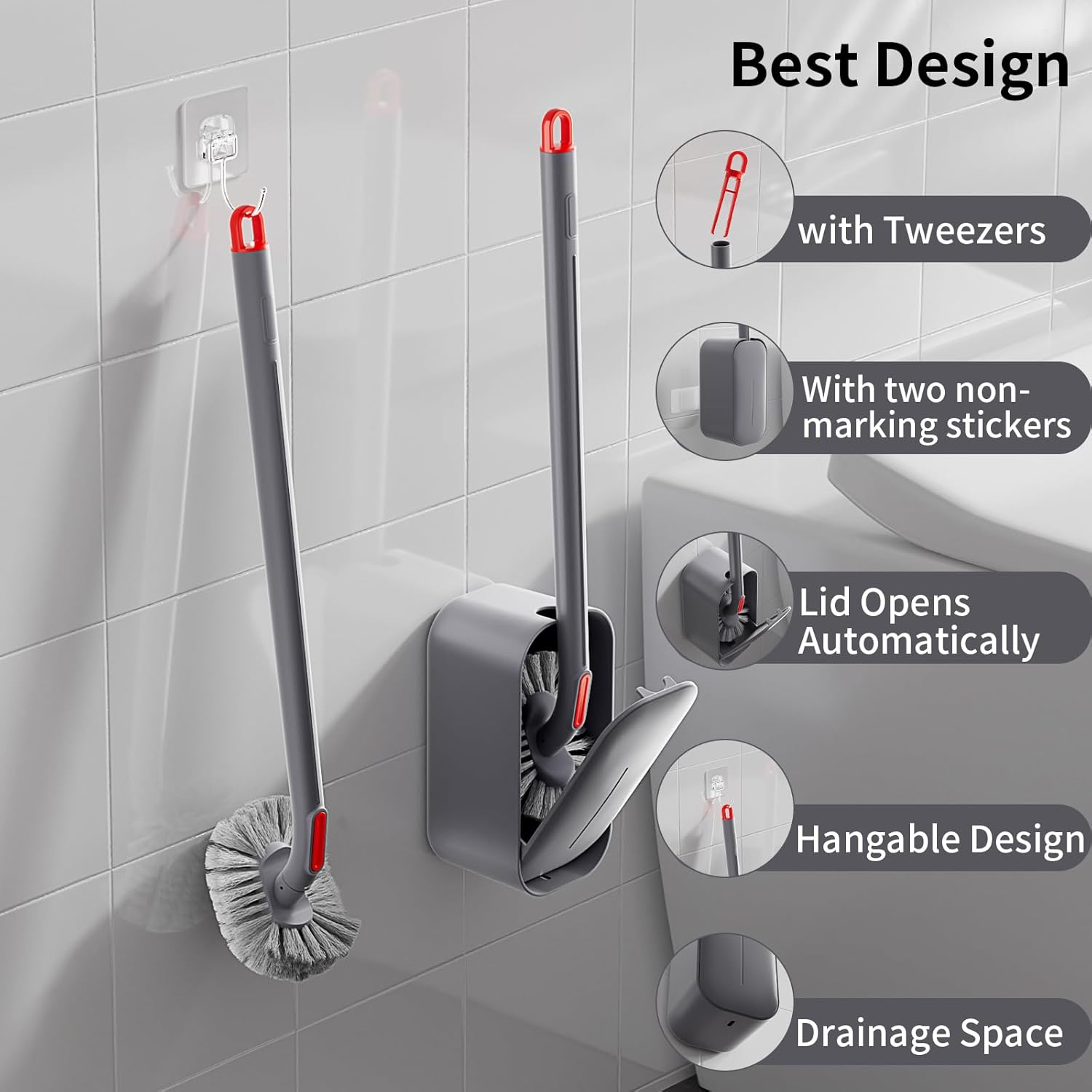 UPRefine Toilet Bowl and Brush Holder Set with Curved Design