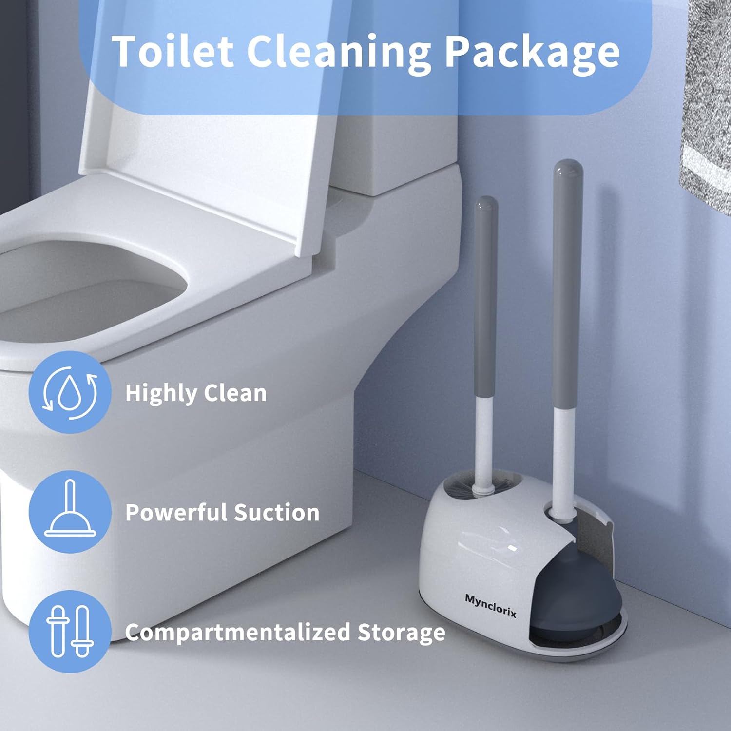 Mynclorix Toilet Brush and Plunger Set with Holder 1