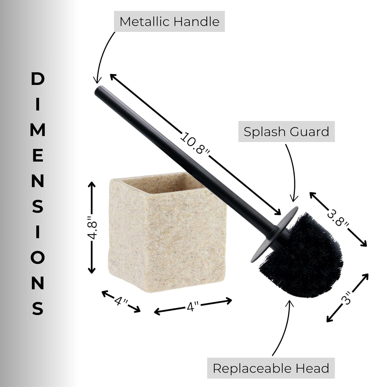 Natural Stone Effect Square Toilet Brush Set