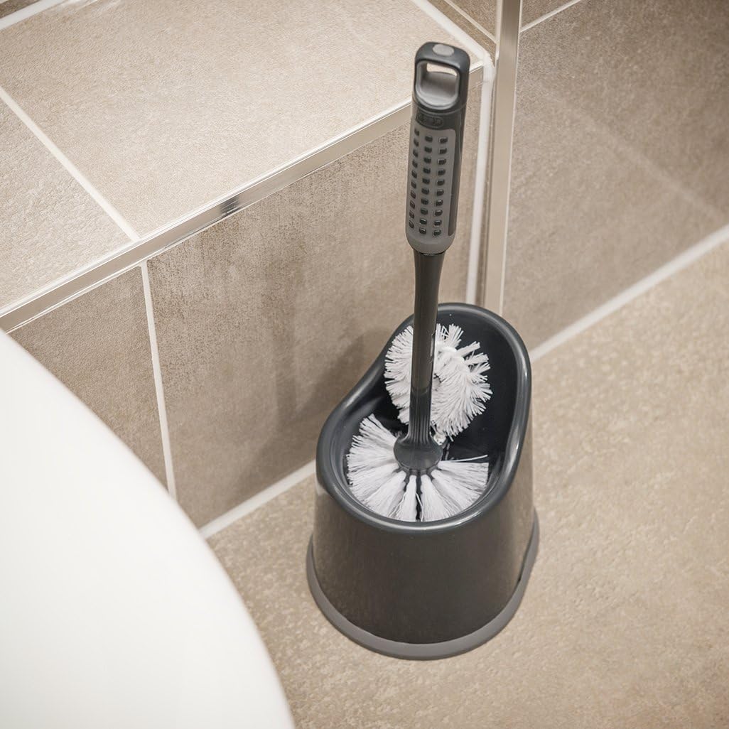 Addis 517707 ComfiGrip Toilet Brush Set Metallic Graphite