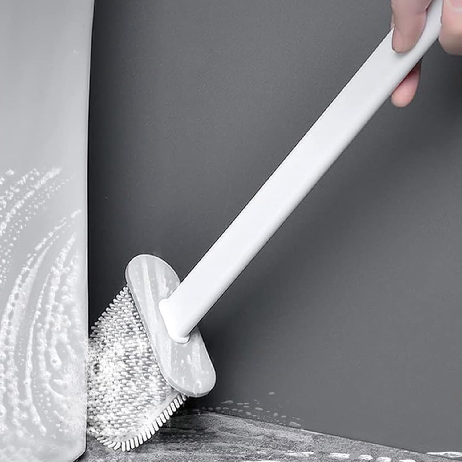 WELL HOME Toilet Brush and Holder White 360 Deep Cleaning
