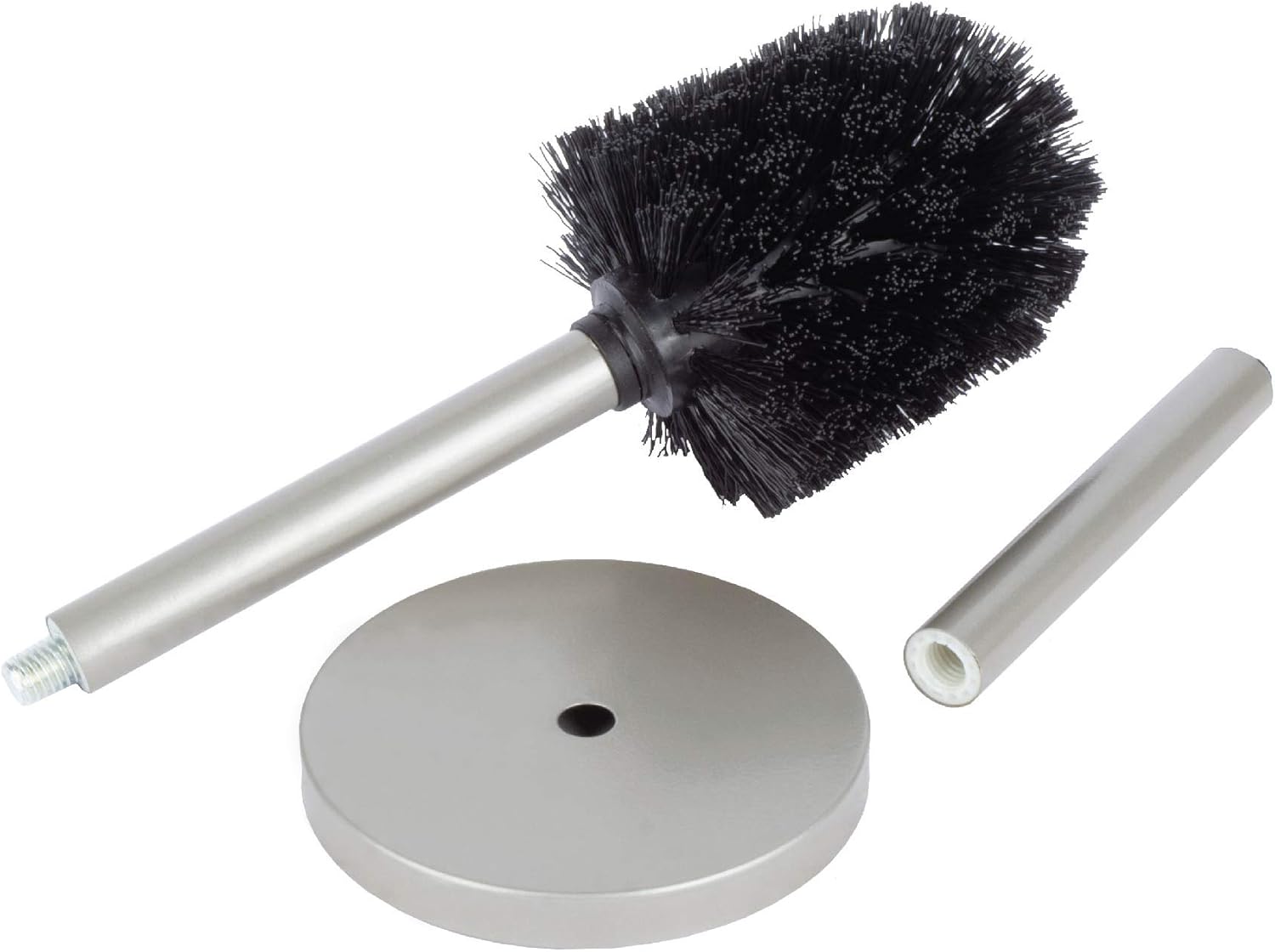 JS Jackson Supplies Sleek Toilet Brush with Metal Handle - Brushed Nickel