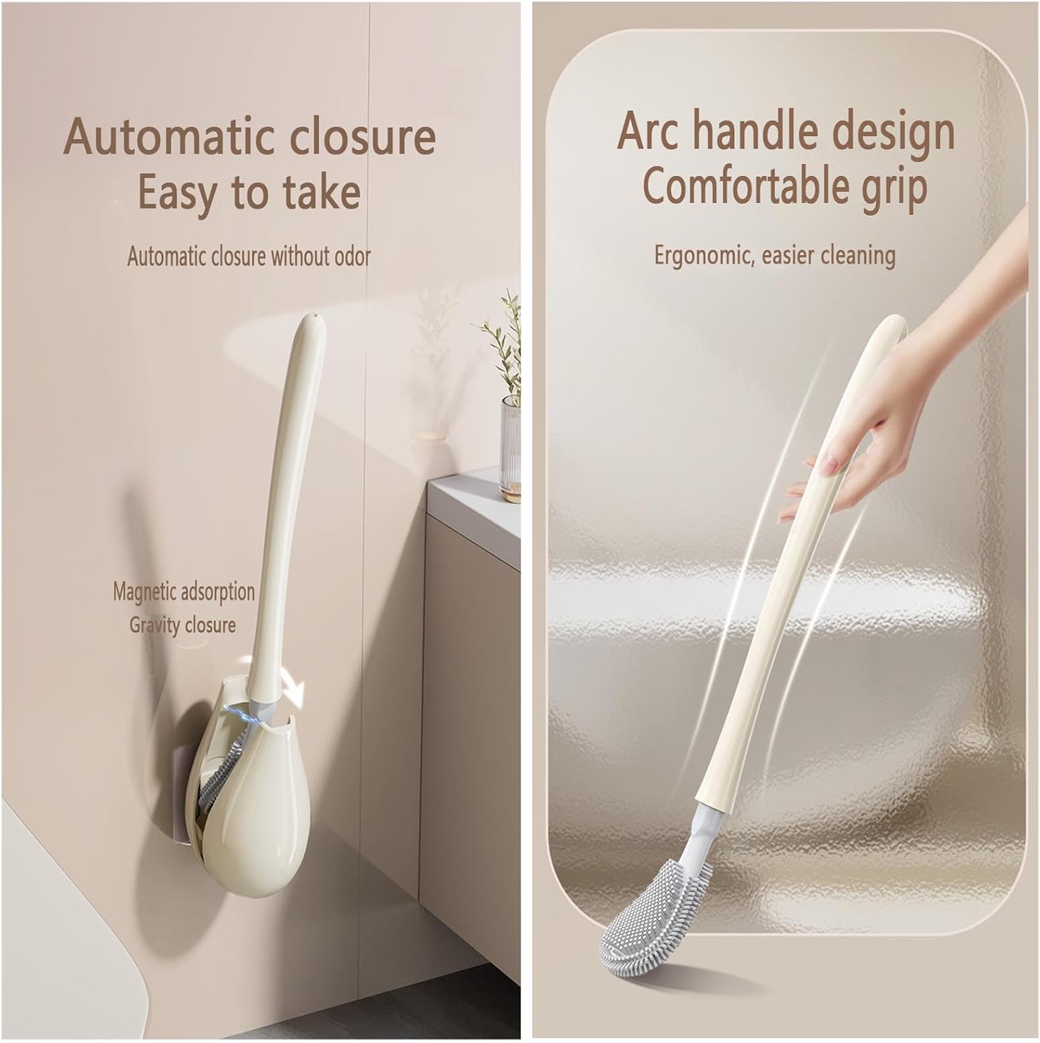 AXunfei Toilet Brush and Holder Set with Magnetic Closure