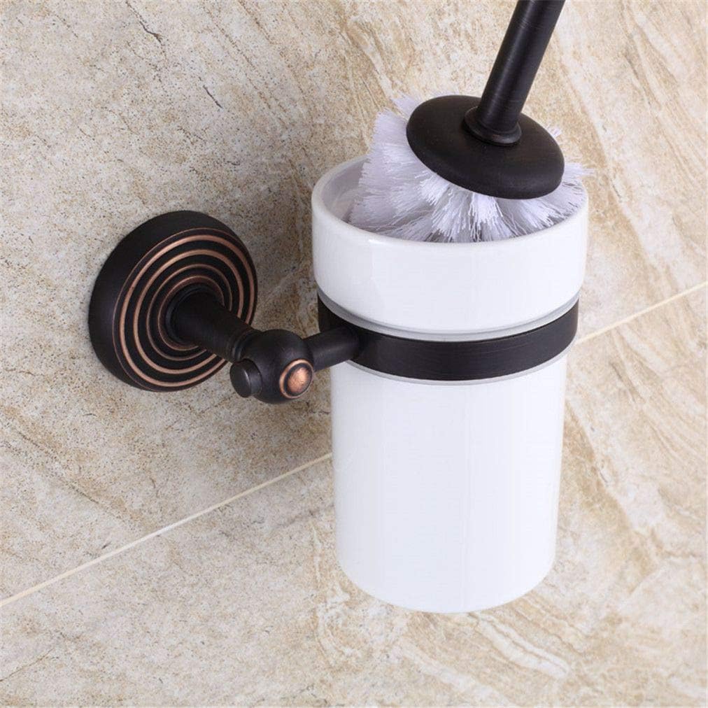 LUDSUY Black Toilet Brush Holder Copper Set