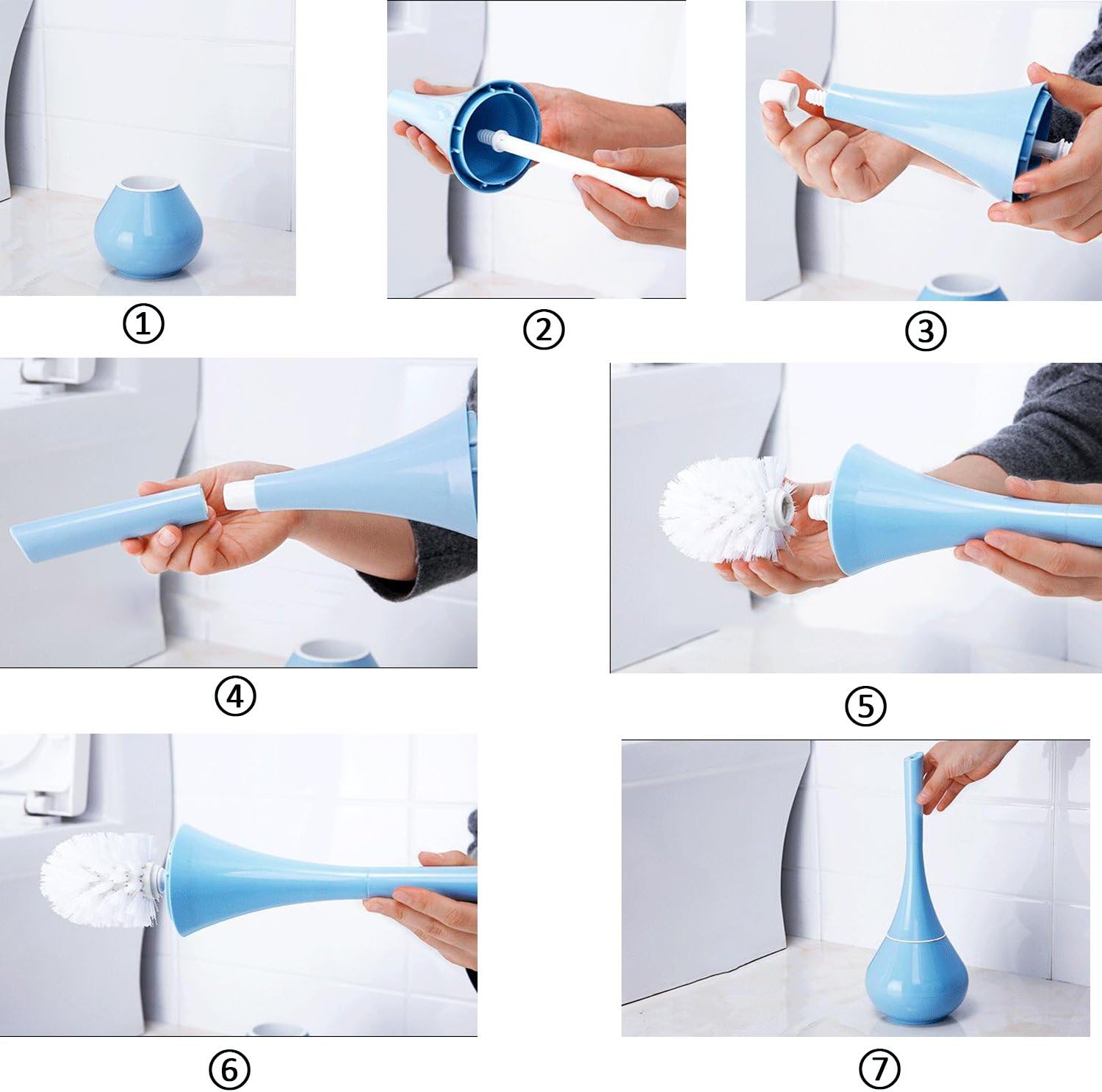 Inchant Toilet Brush with Holder - Blue 1