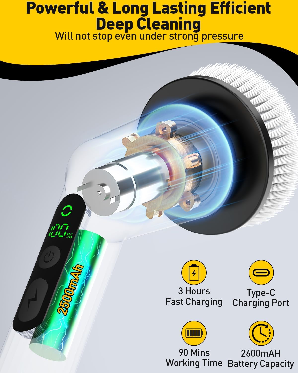 Electric Spin Scrubber with IPX7 Waterproof 3 Speeds