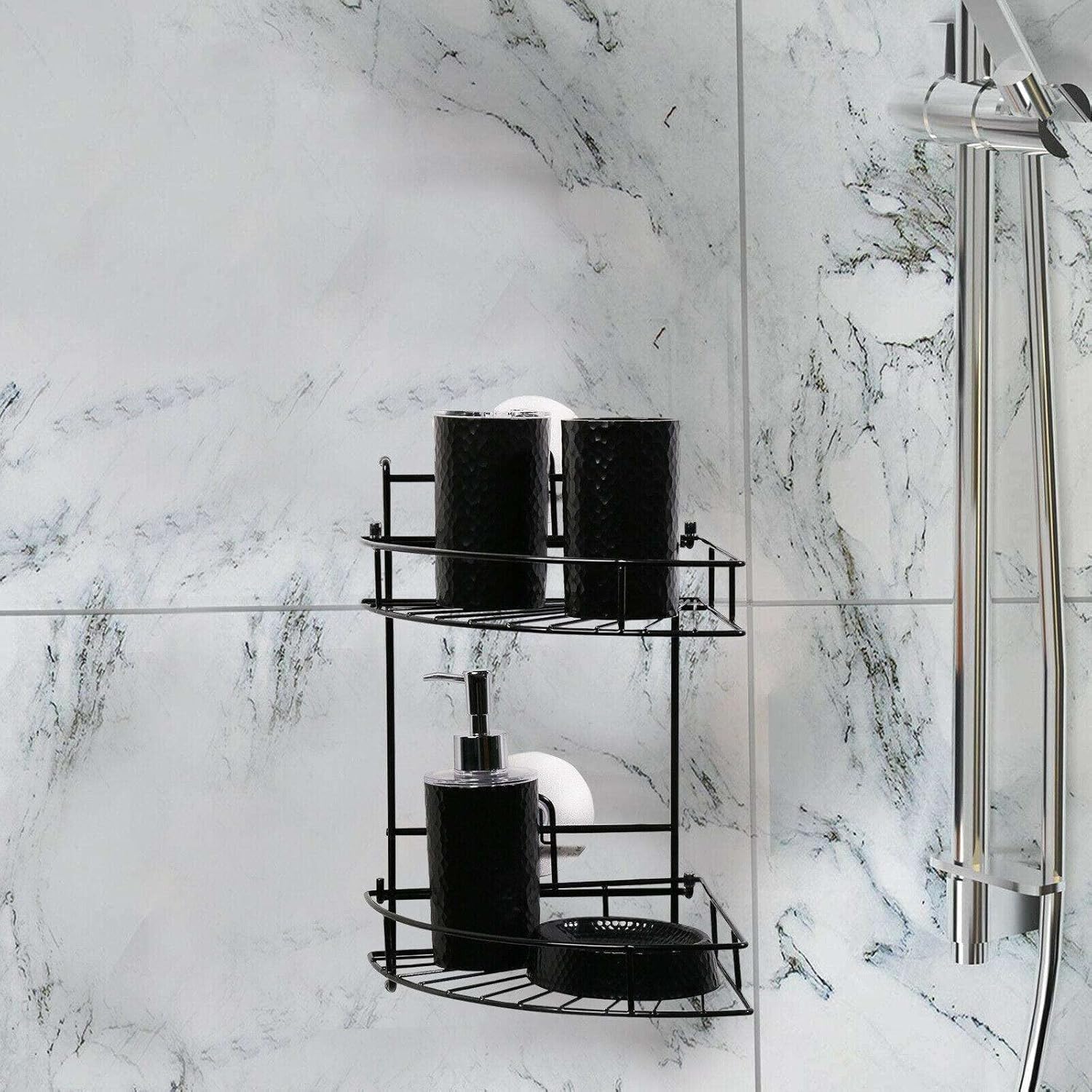 FINANCIALLY LIT LKOP 2 Shelf Metal Shower Corner Organizer