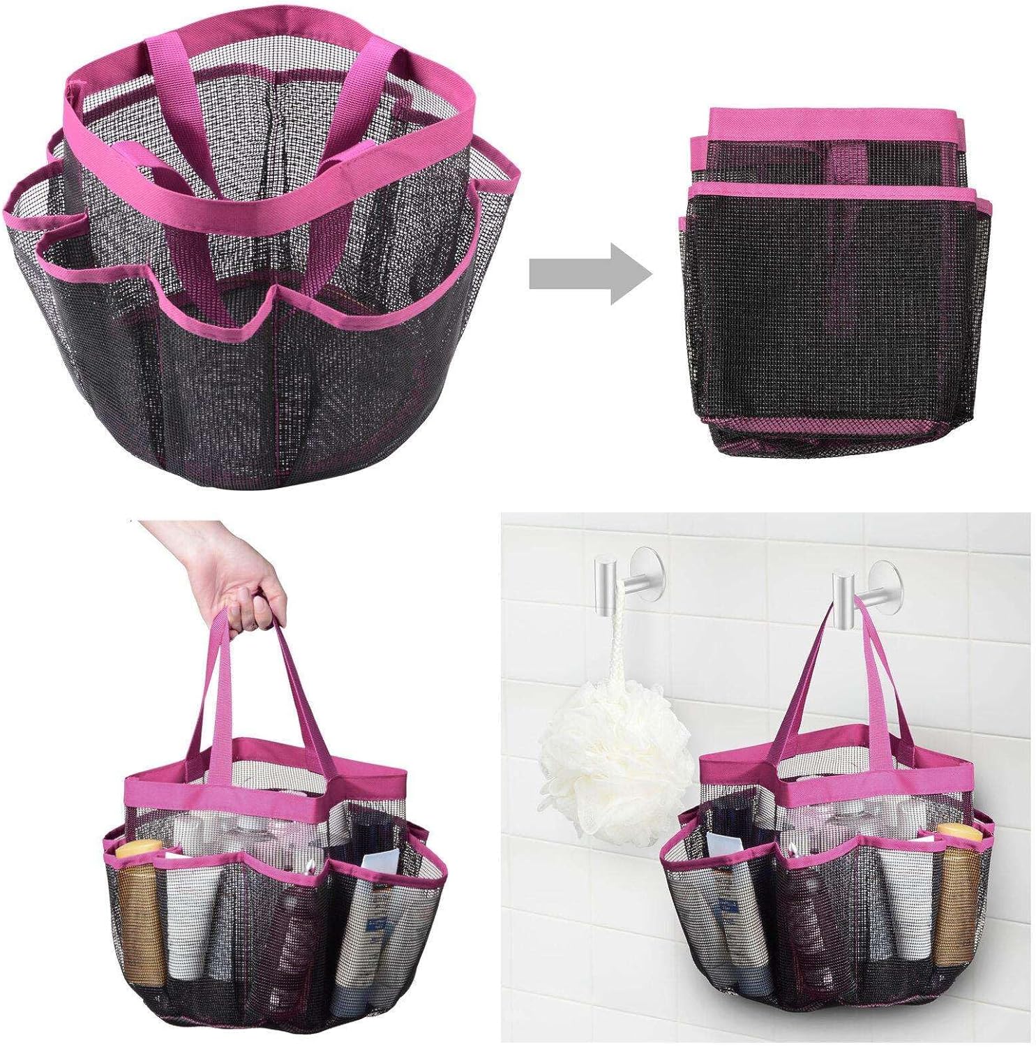 FINANCIALLY LIT 2 Pack Mesh Shower Caddy with 8 Pockets
