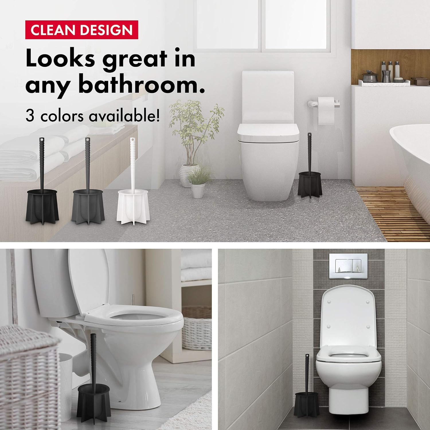 Tyroler Bright Tools Toilet Brush Set - Black