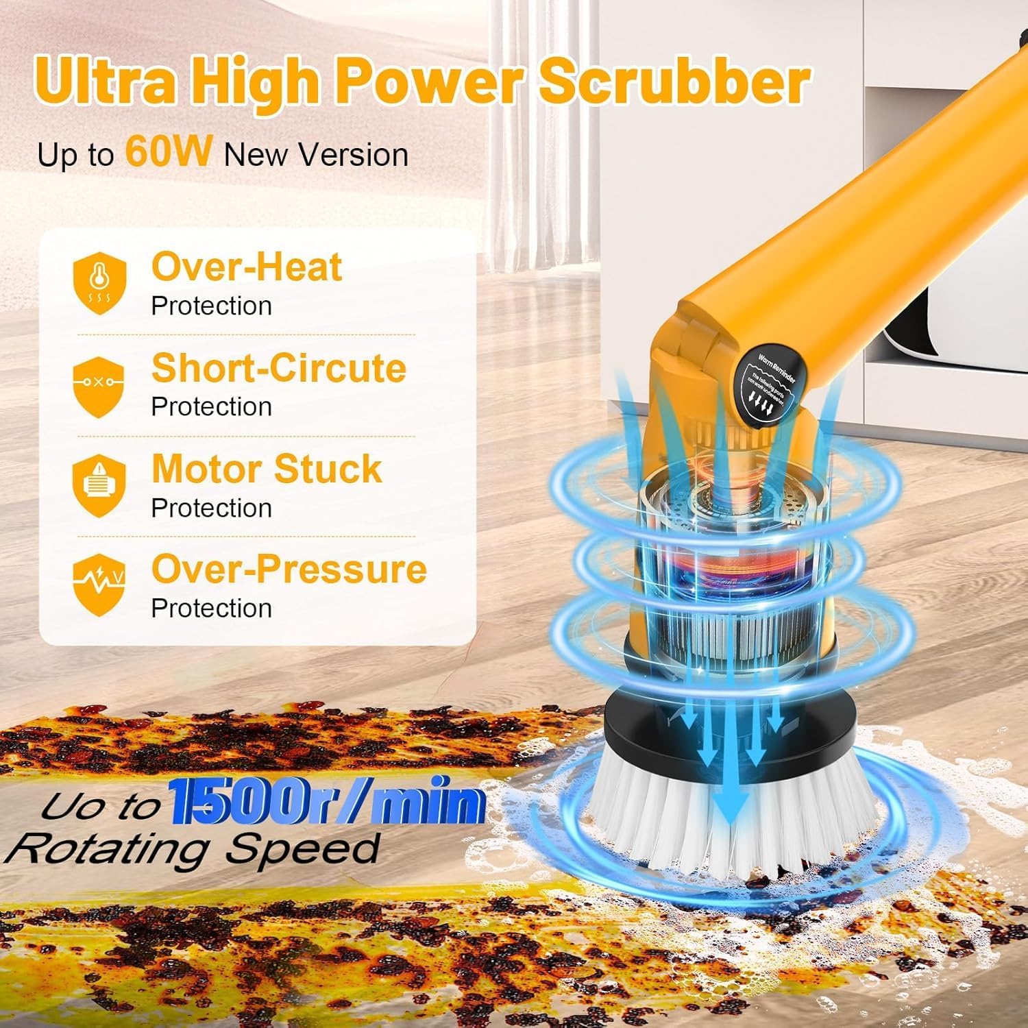 Denqir 1500 RPM Electric Spin Scrubber for Dewalt 20V Battery