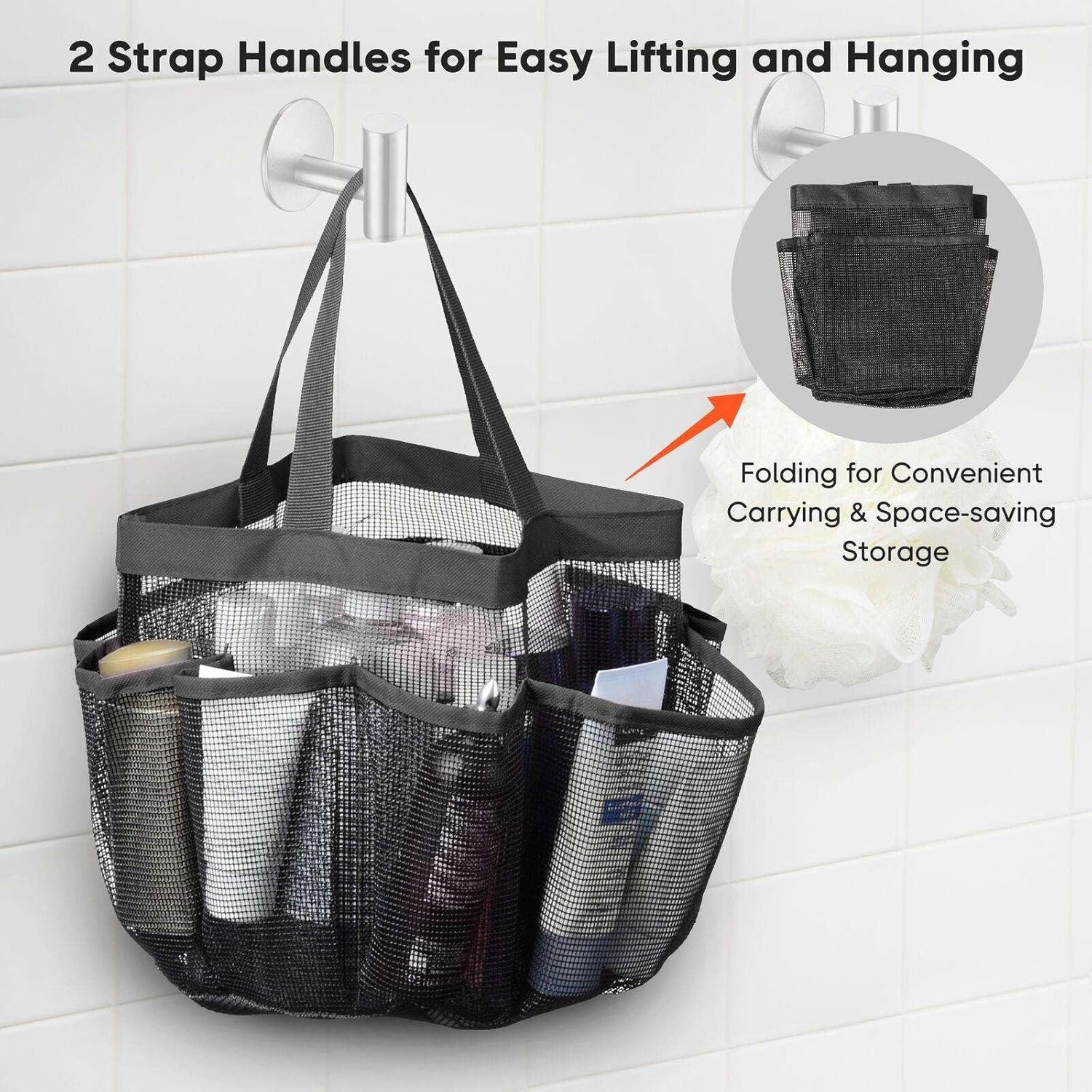 LKOP 2 Packs 8 Pockets Portable Shower Caddy