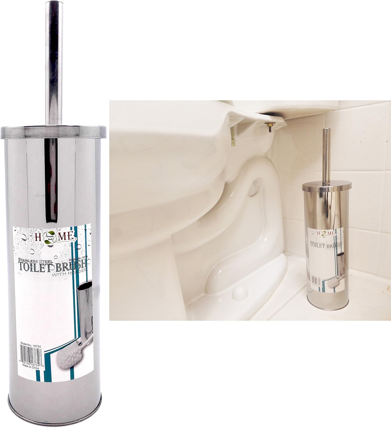 UNIWARE Chrome Coated Short Handle Toilet Brush 15 Inch