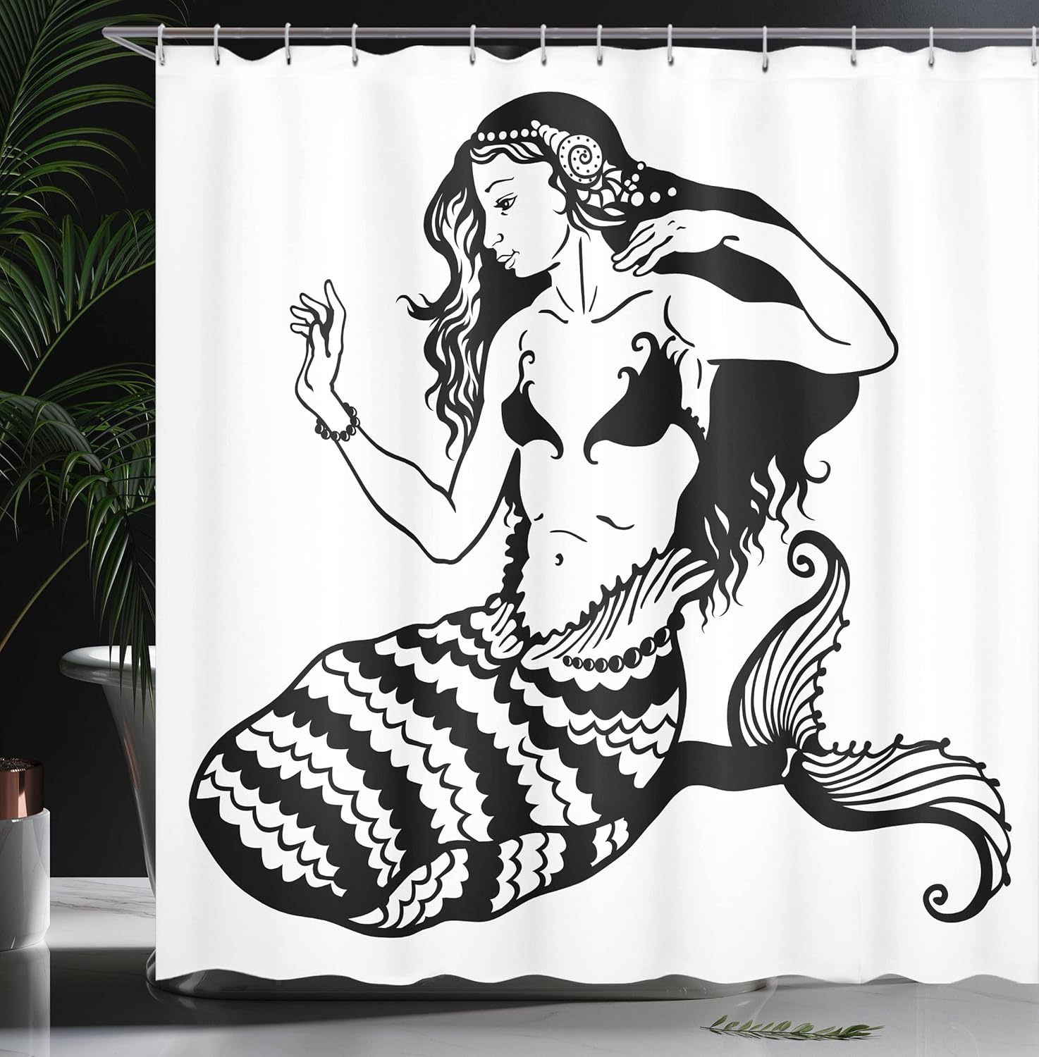 Ambesonne Underwater Mermaid Shower Curtain Set with Hooks