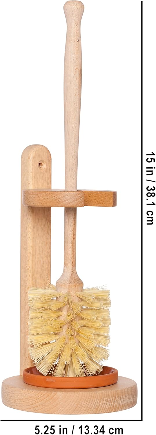 REDECKER Oiled Beechwood Toilet Brush Set