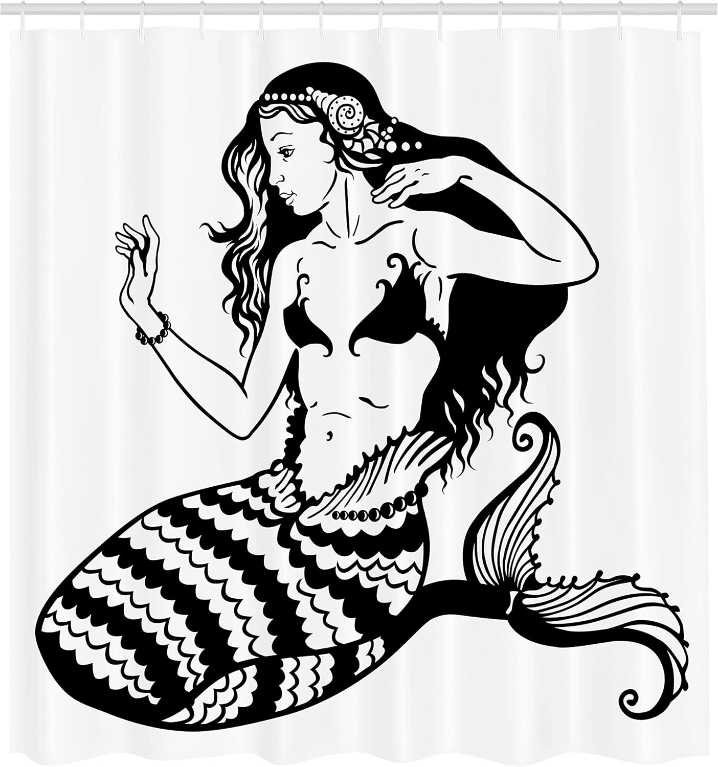 Ambesonne Underwater Mermaid Shower Curtain Set with Hooks