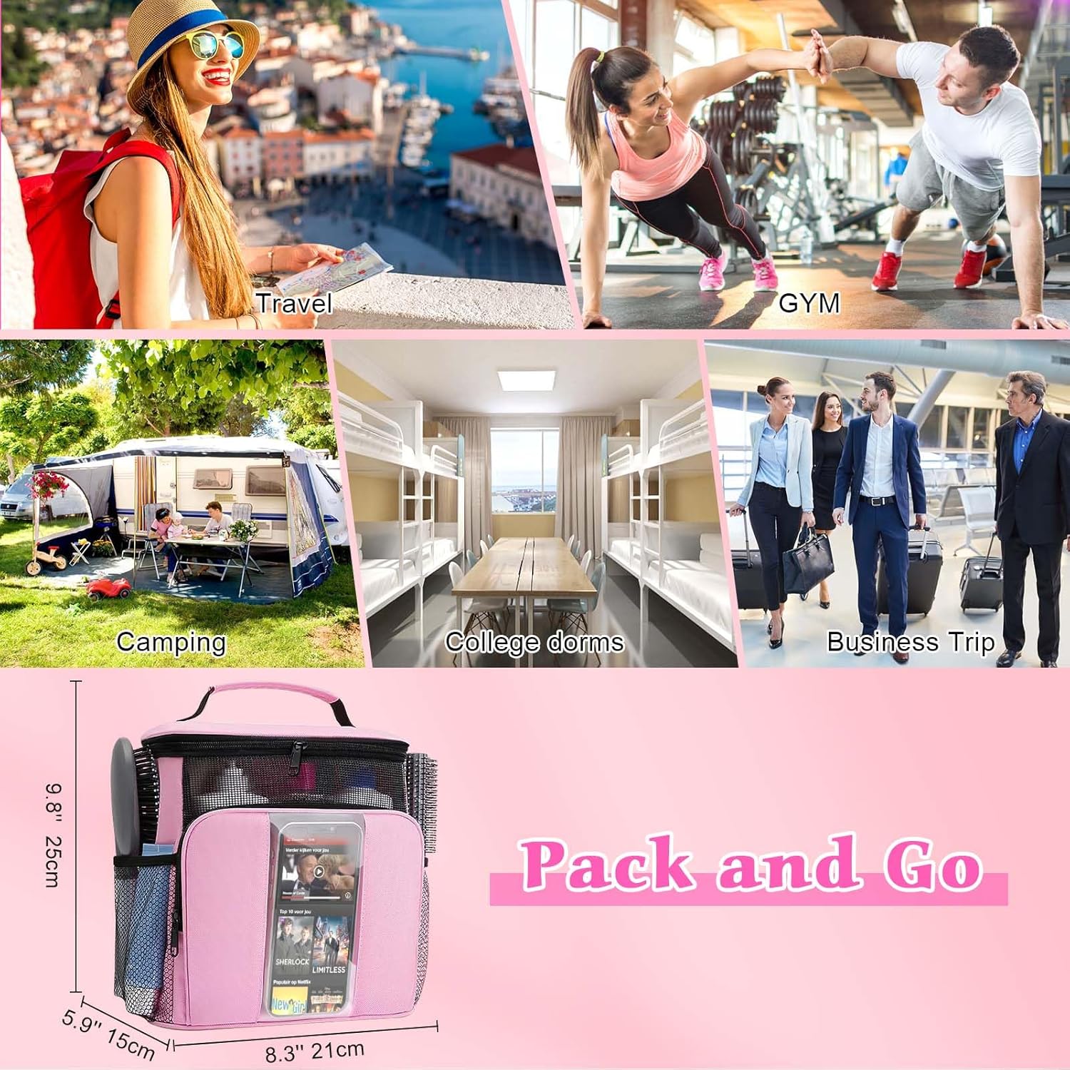RYTM Portable Shower Caddy with Phone Pocket