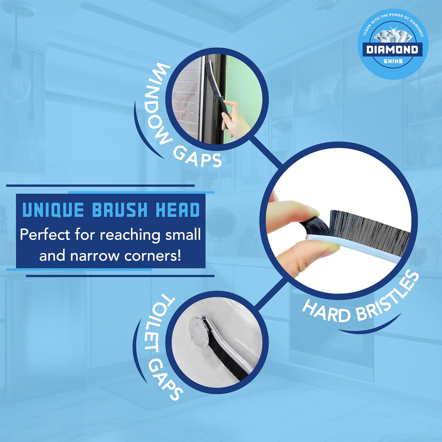 Diamond Shine 2-Pack Hard Bristle Crevice Cleaning Brush