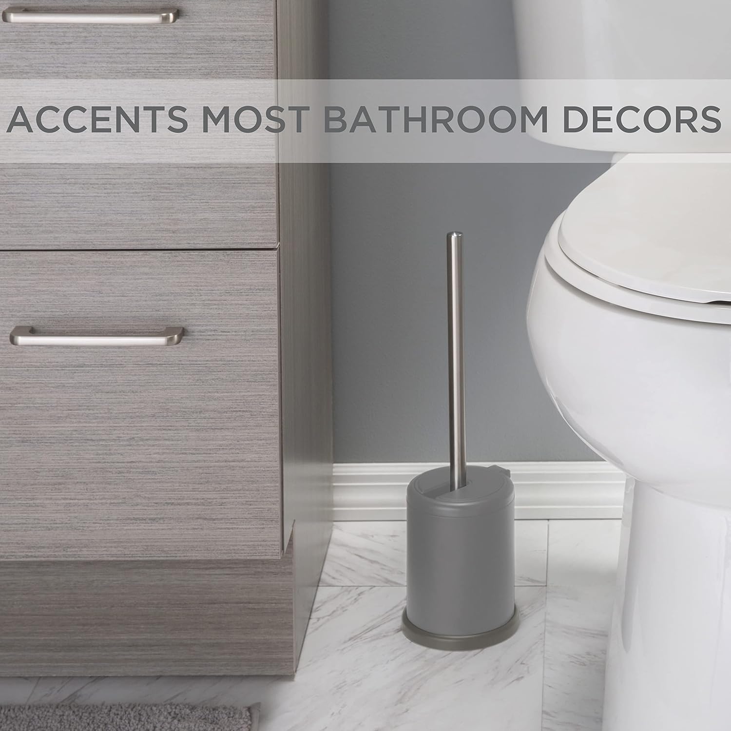 Bath Bliss Toilet Brush with Self Closing Lid and 360 Degree Head