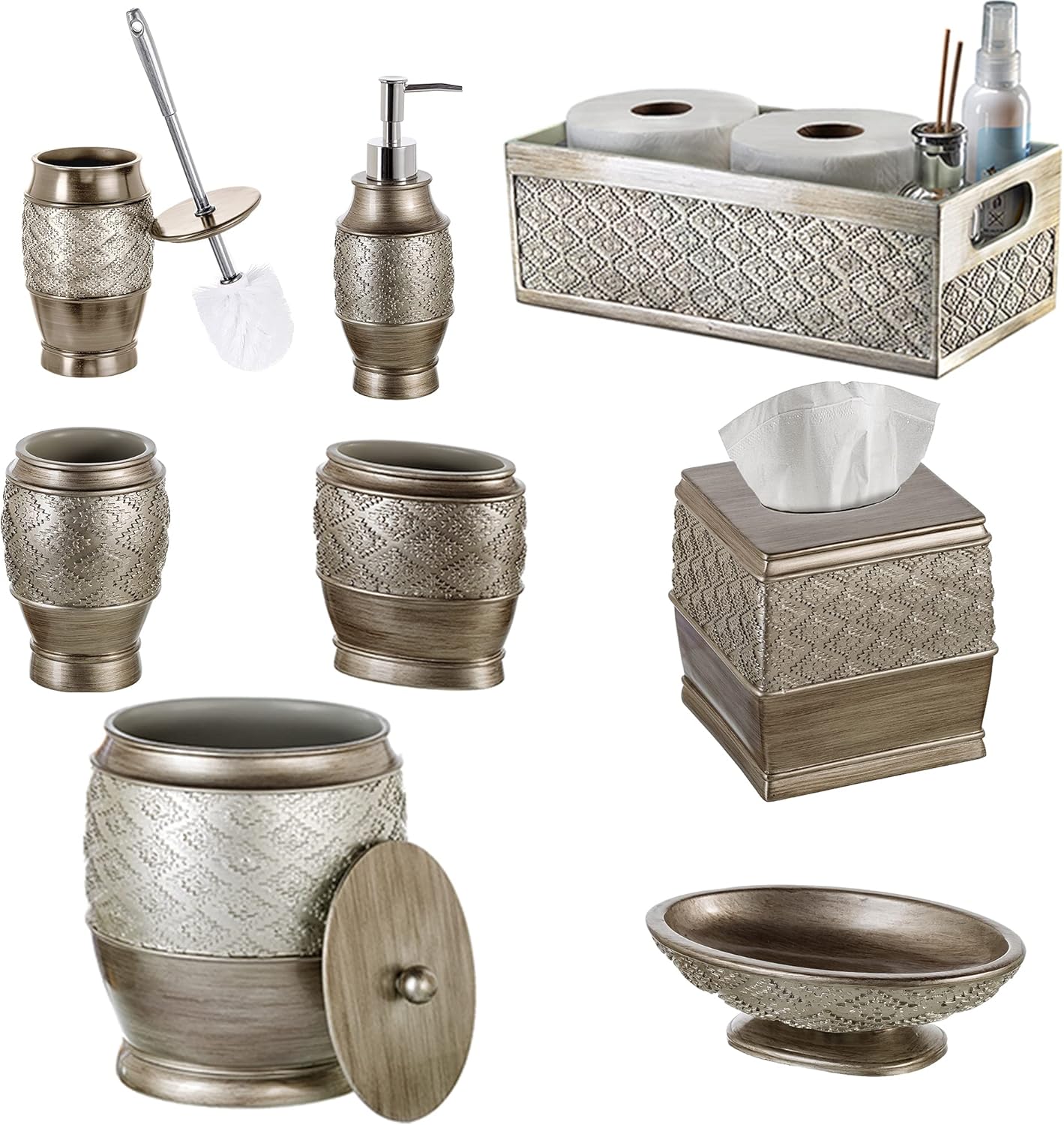 Creative Scents Dublin Silver Toilet Brush Set