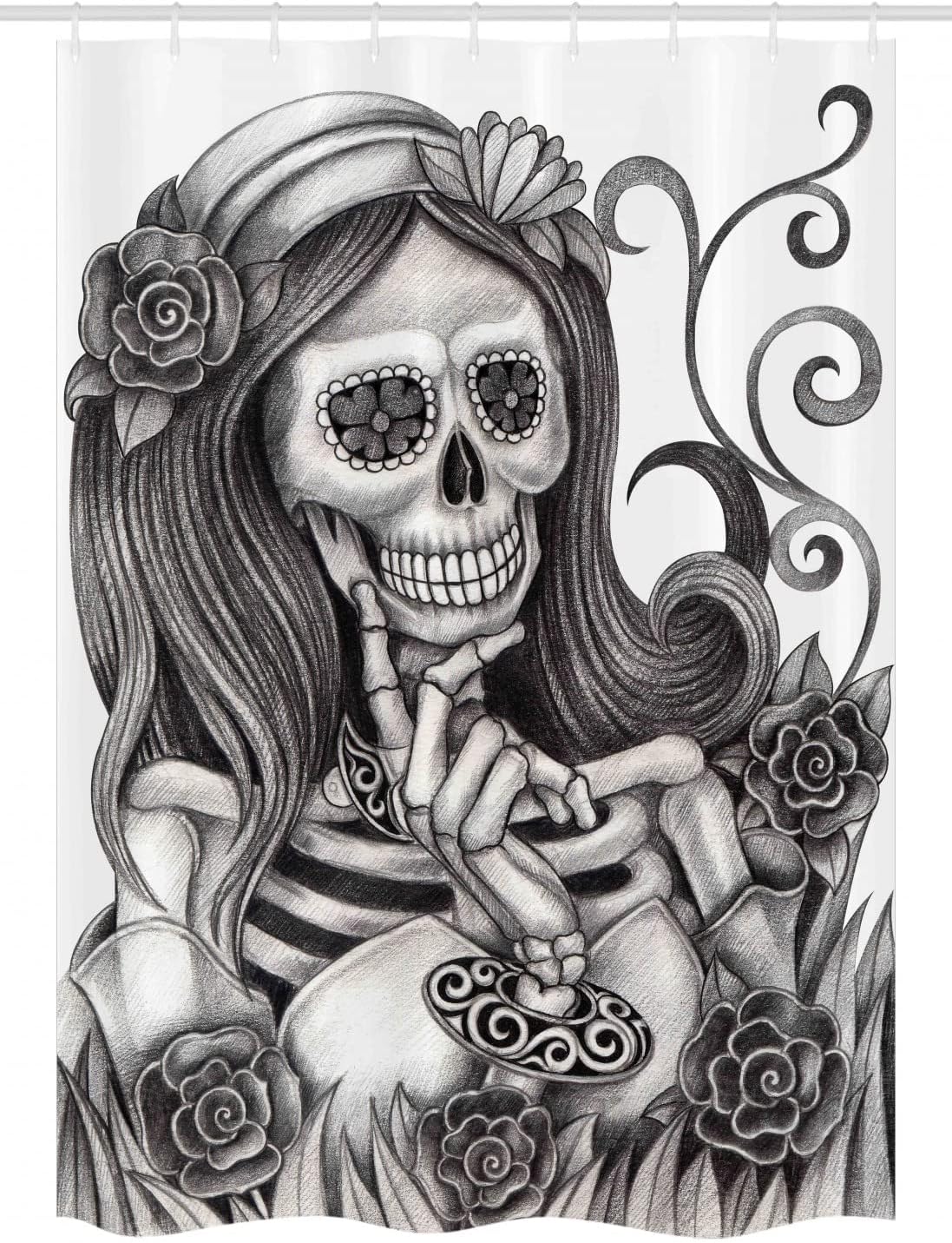 Ambesonne Skull Stall Shower Curtain Set with Hooks