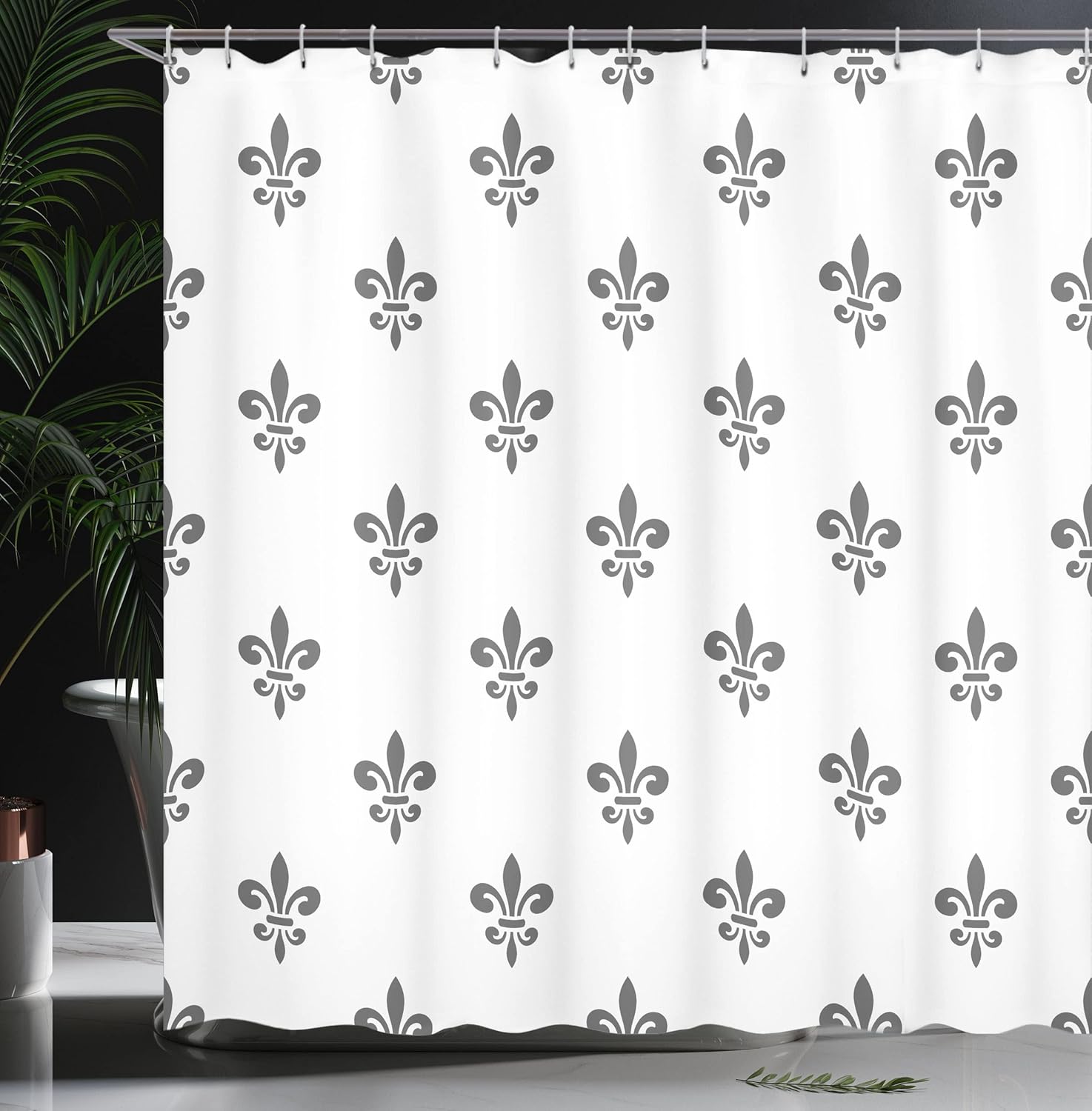 Ambesonne Fleur De Lis Shower Curtain Set Grey White 69x84 Inch