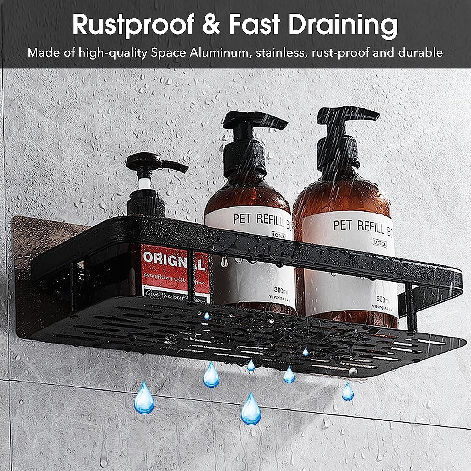 SAYUUM Adhesive Shower Caddy with 8 Hooks and Storage Cylinder 1