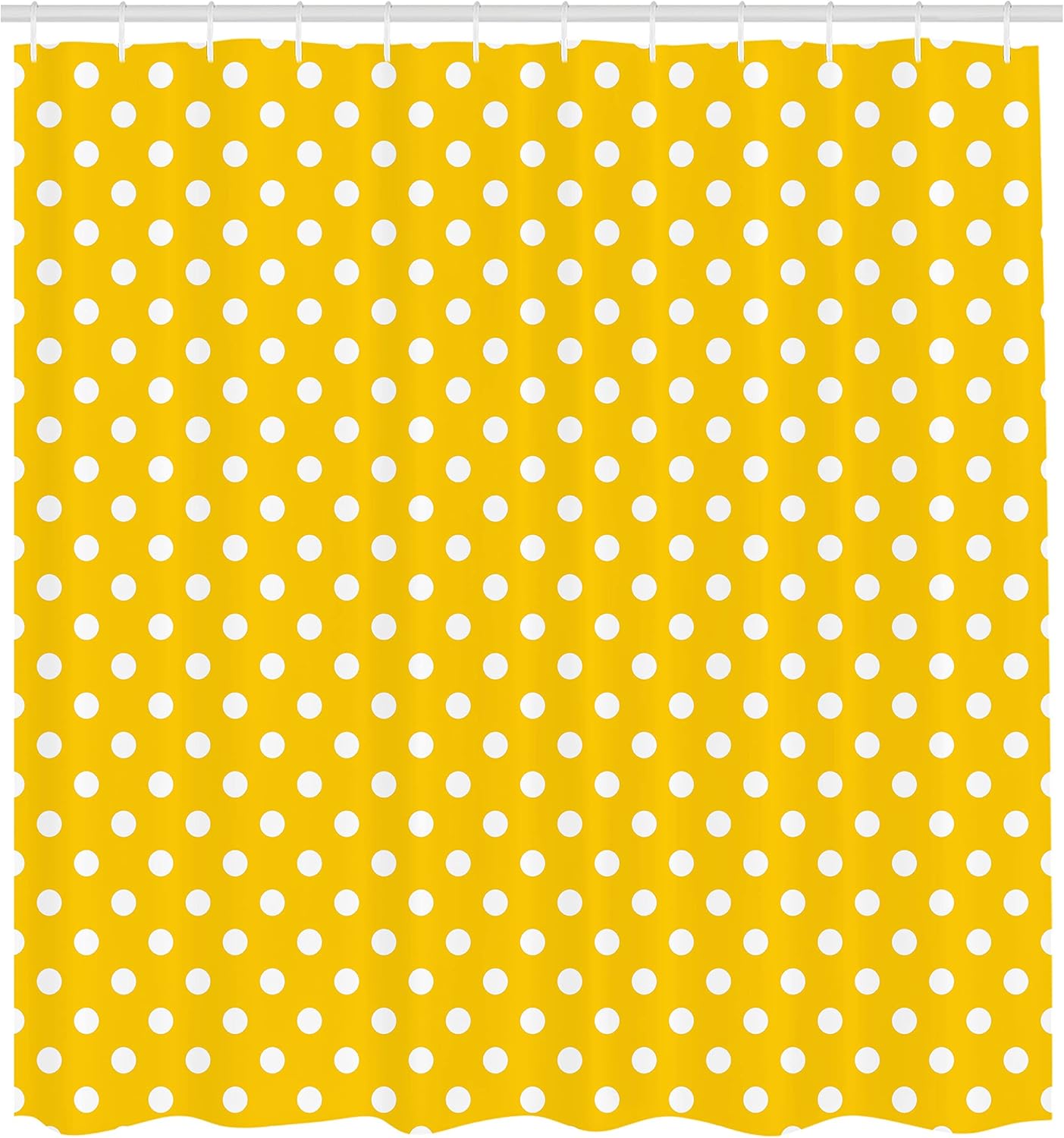 Ambesonne Polka Dots Shower Curtain with Hooks Yellow White 69 x 75