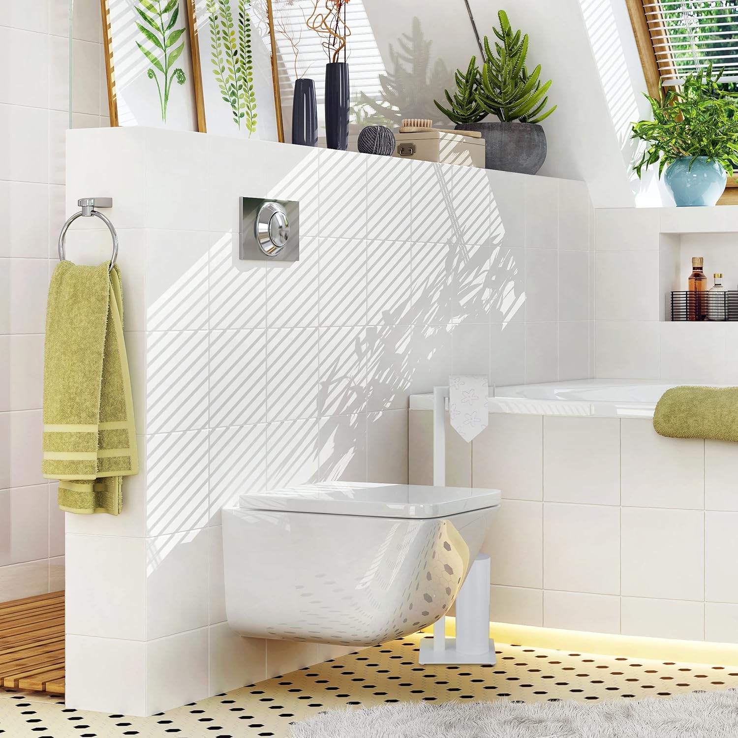 Relaxdays Toilet Brush Holder Set 100 Steel White