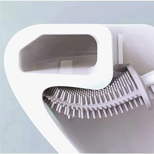 WELL HOME Toilet Brush and Holder White 360 Deep Cleaning